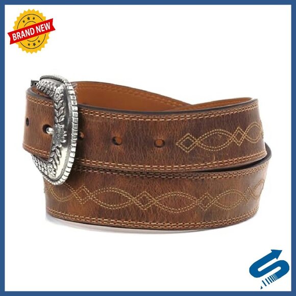 Full-Grain Leather Belt, Tapered Design, Removable Buckle, Western Style main image 4